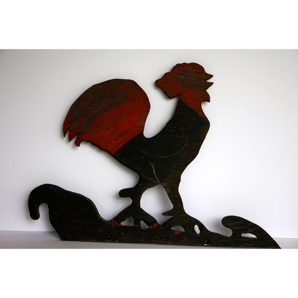 Folk art rooster, wood, hand painted, double sided, country decorating - Picture 7 of 9